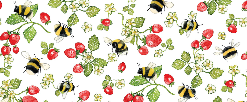 Bee & strawberry cottage garden mug