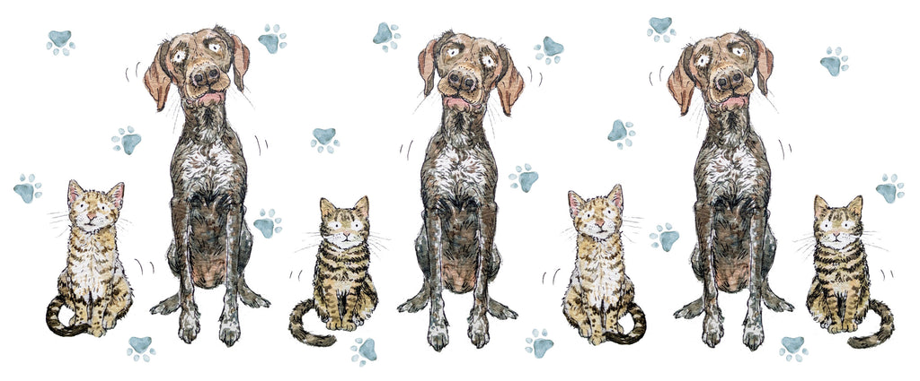 Luna, Arthur & Merlin, dog and cat trio mug