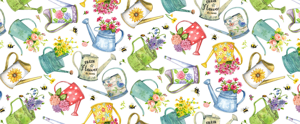 Watering cans cottage garden mug