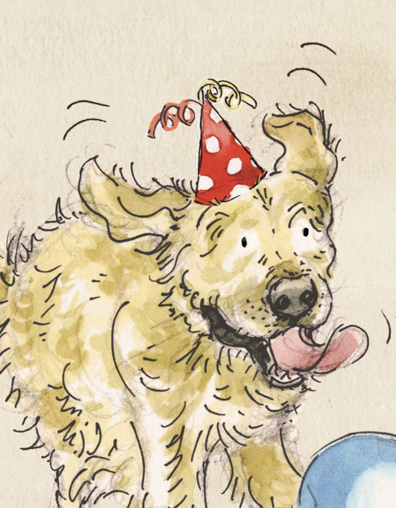 Nugget the Golden Retriever Birthday Card