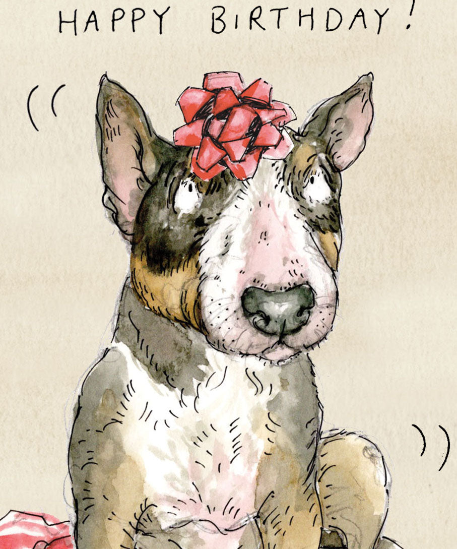Millicent the Bull Terrier Birthday card