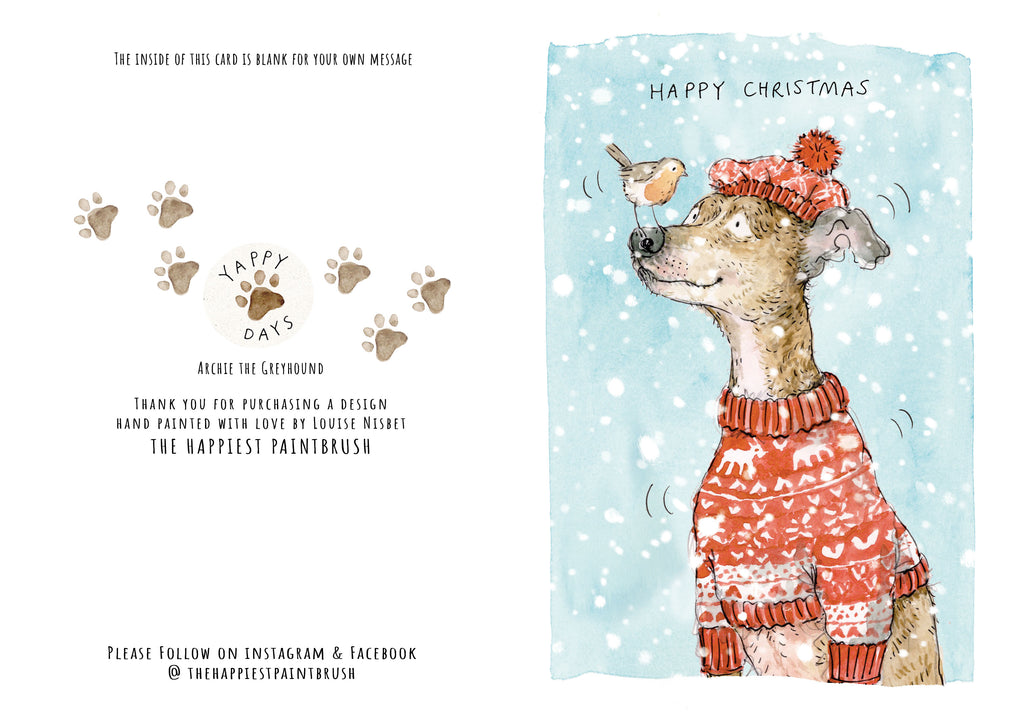 Archie the Greyhound Christmas card