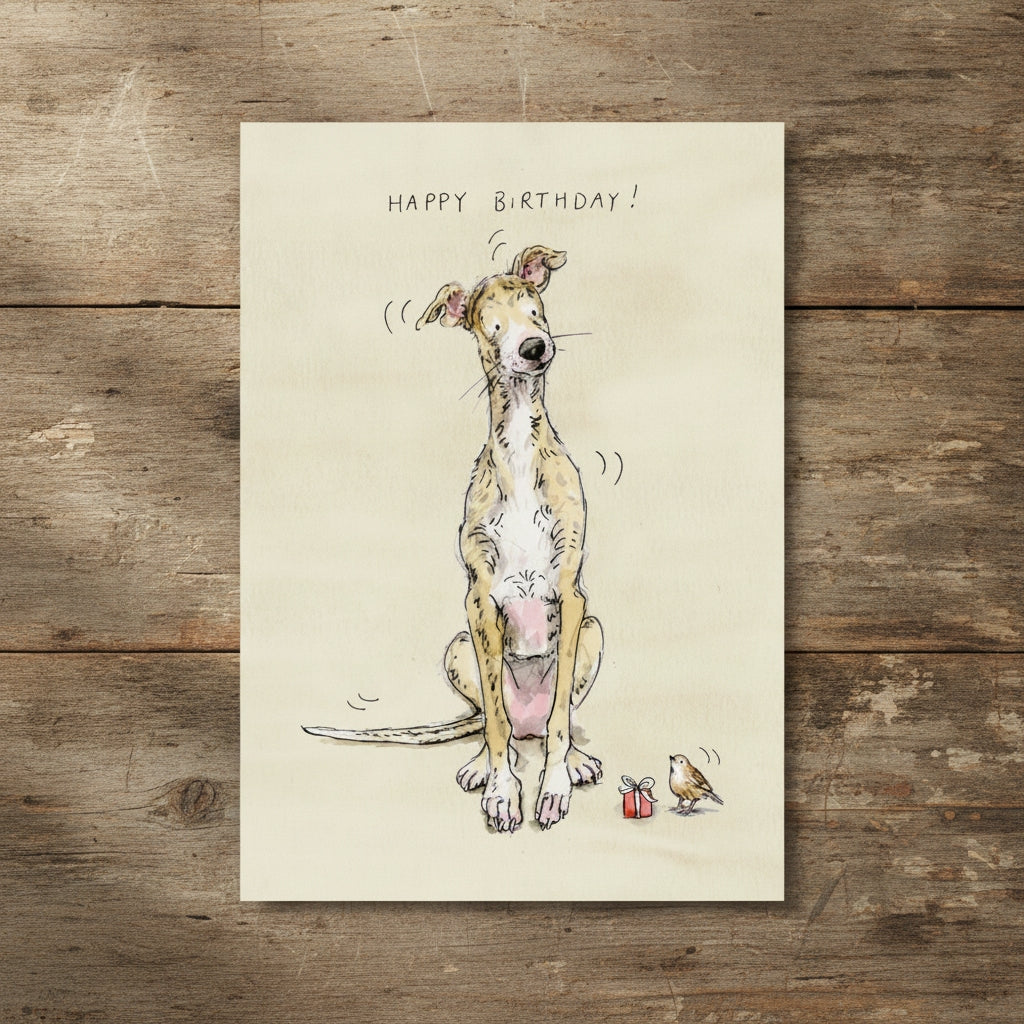 Banjo the Whippet Birthday card