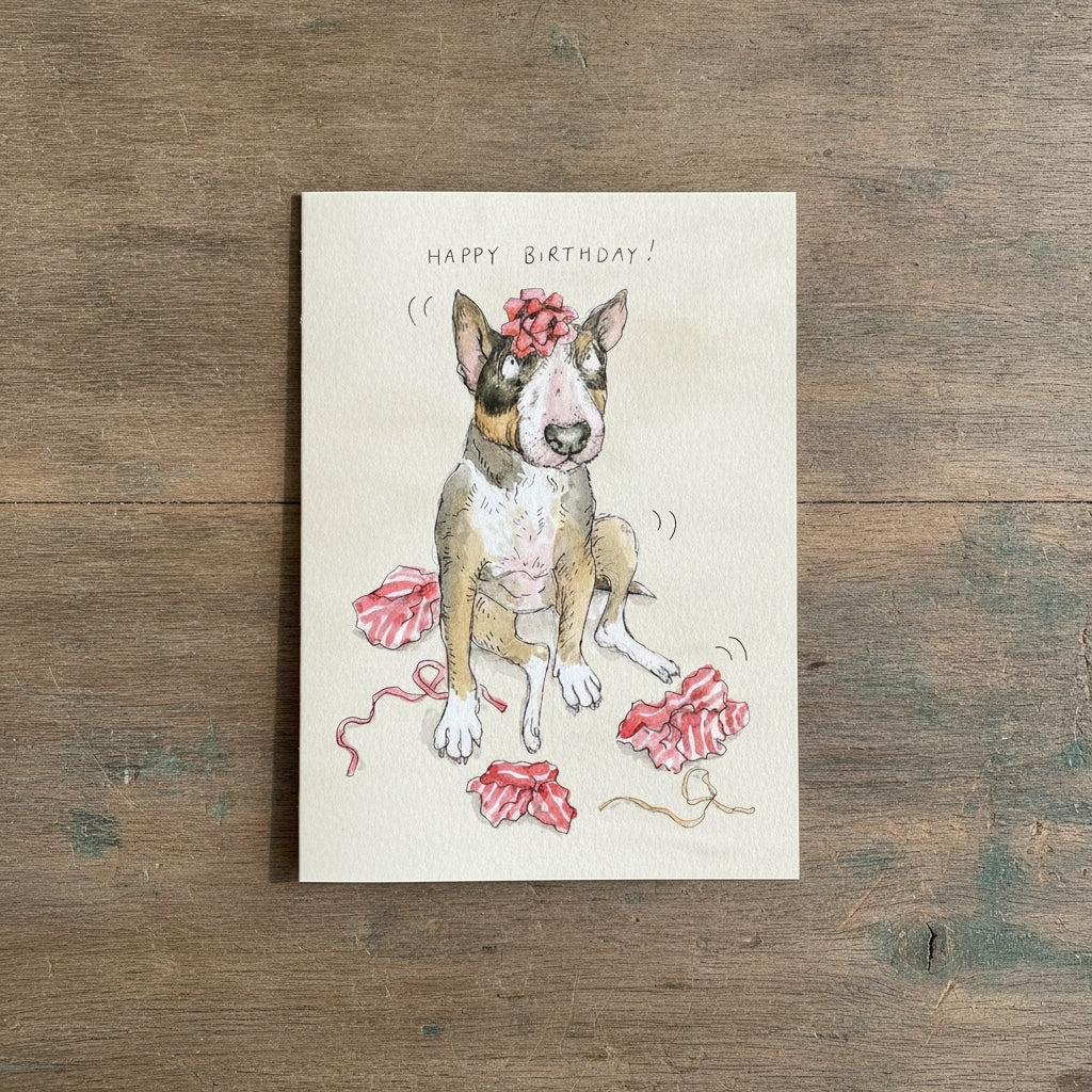 Millicent the Bull Terrier Birthday card