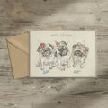 Meatball, Waffle & Noodle - Pug Birthday Card
