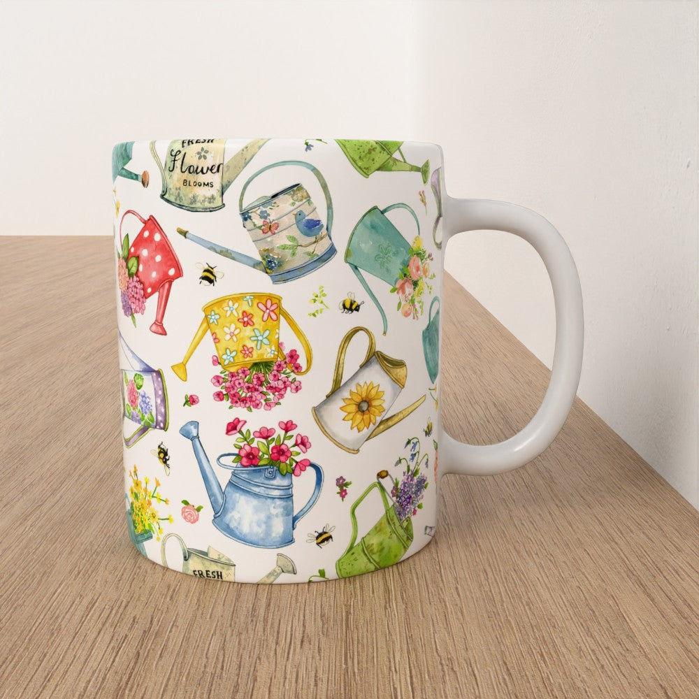 Watering cans cottage garden mug