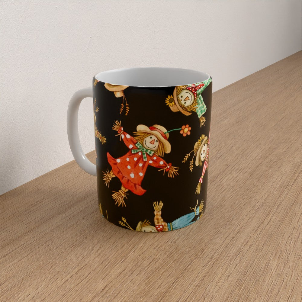 Autumnal Scarecrows Mug, Fall Scarecrows Mug
