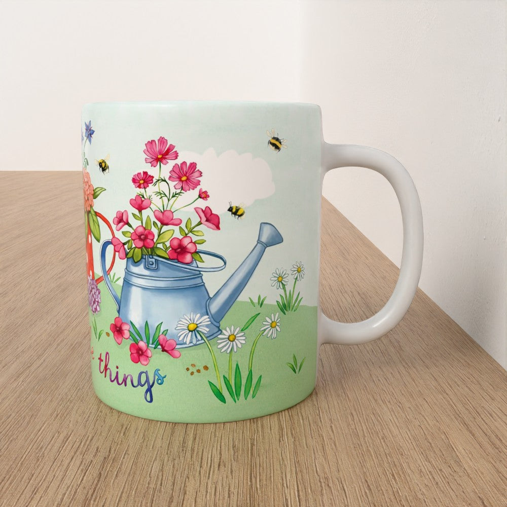 Find the beauty in the little things, gardening themed mug