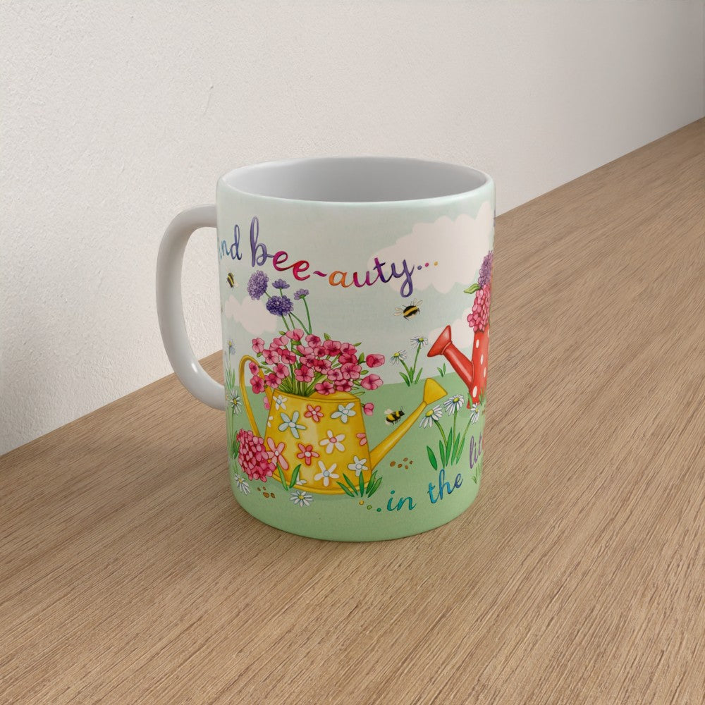 Find the beauty in the little things, gardening themed mug