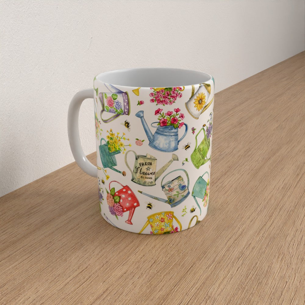 Watering cans cottage garden mug
