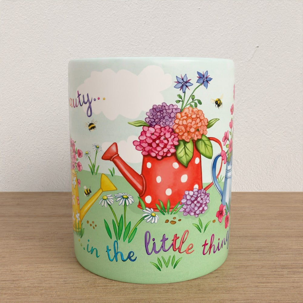 Find the beauty in the little things, gardening themed mug